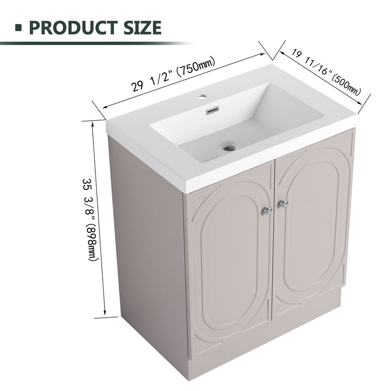Contemporary Freestanding Bathroom Vanity With Resin Sink & Soft-Close Cabinet Doors