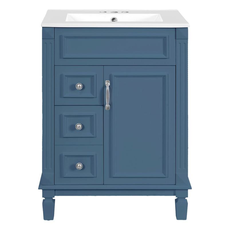 Bathroom Vanity With Sink, Compact Cabinet & 2 Drawers And Adjustable Shelf