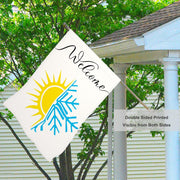 Sun and Snowflake Burlap House Flags for Outdoor, Summer Winter Large Yard Flags 28 X 40 Double Sided Seasonal Decorative Flag for Farmhouse Holiday Decoration