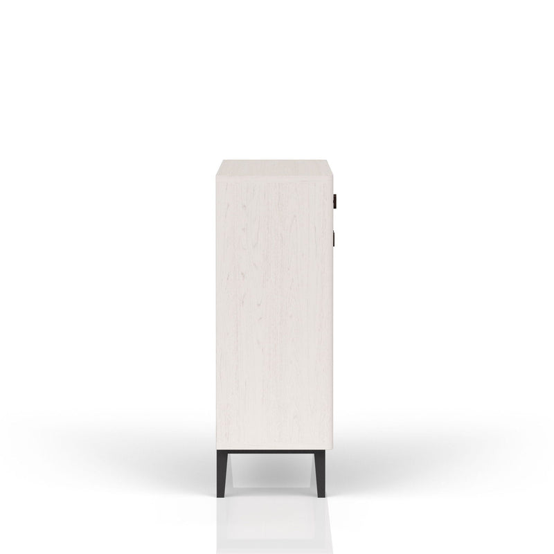 Bar Cabinet With Large Storage - White / Pecan