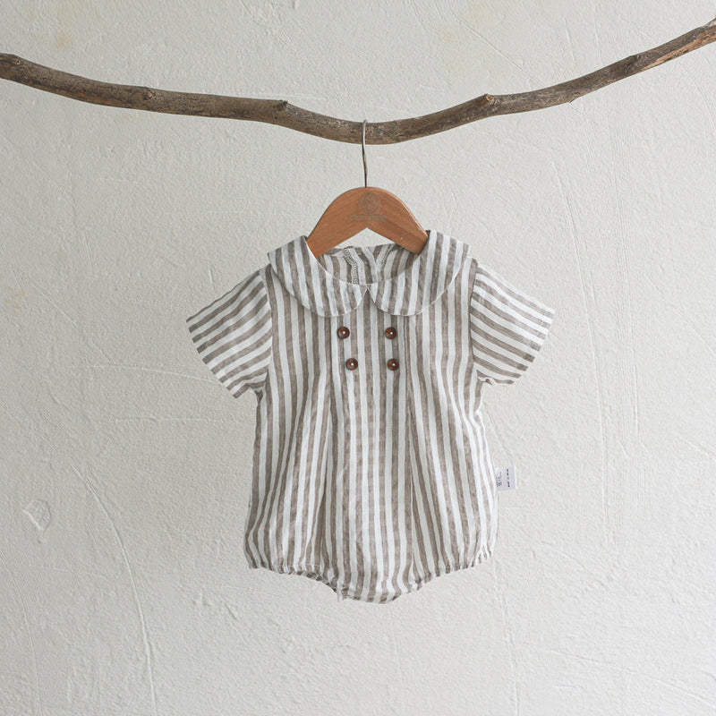 Girls' Short Sleeved Blouse Collar Jumpsuit
