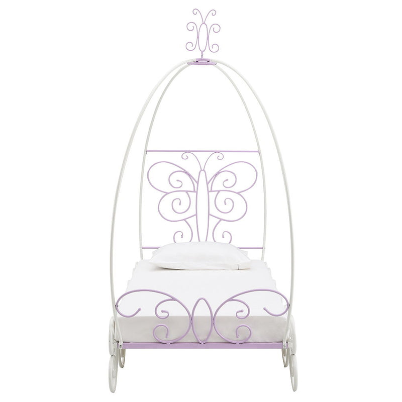 Priya II - Full Bed With Canopy - White & Light Synthetic Leather Rple