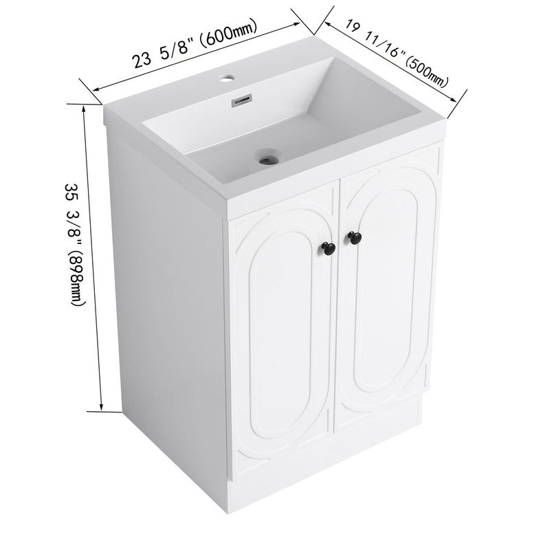 Contemporary Freestanding Bathroom Vanity With Resin Sink & Soft-Close Cabinet Doors