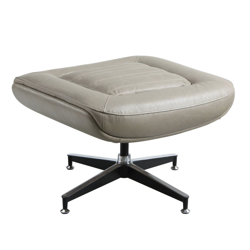 Piran - Twilight Top Grain Leather Accent Chair And Ottoman With Swivel - Gray