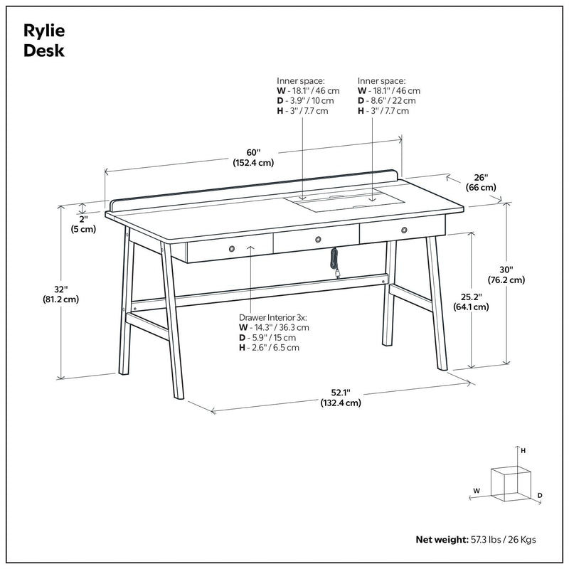 Rylie - Desk - Natural Aged Brown
