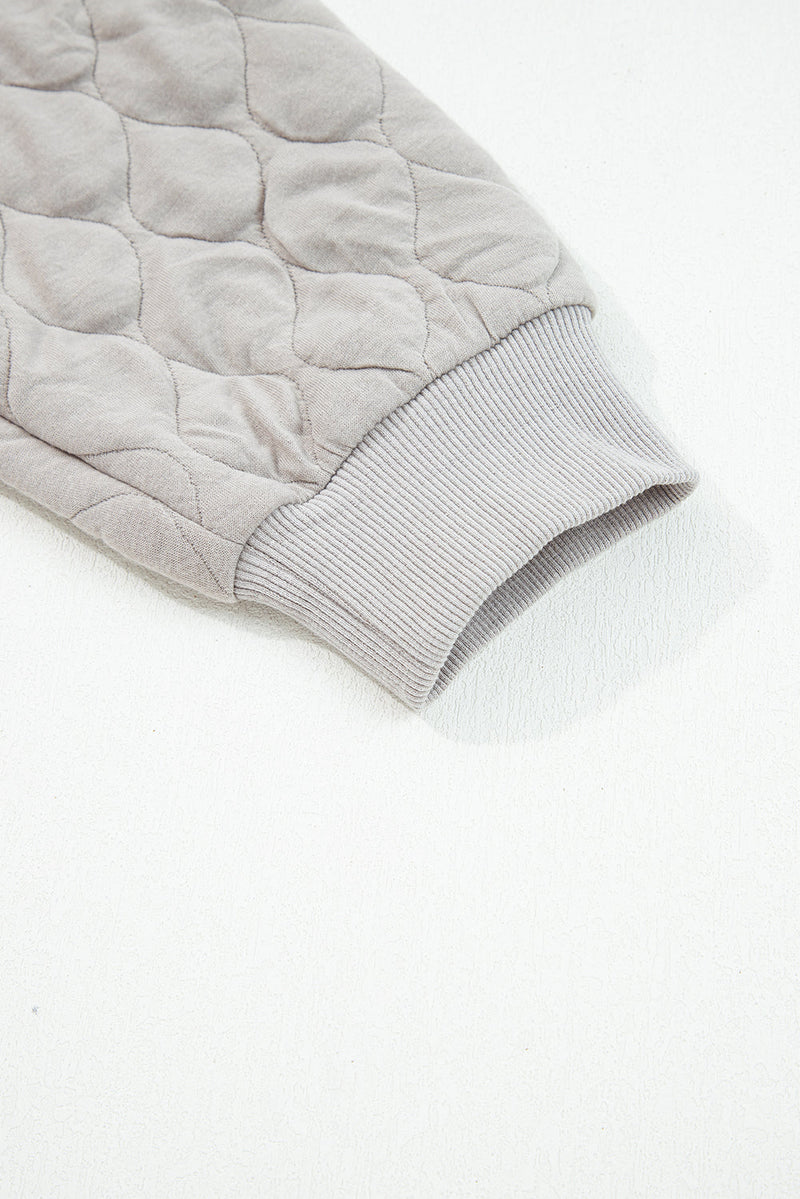 Gray Quilted Quarter Zip Plus Size Hoodie
