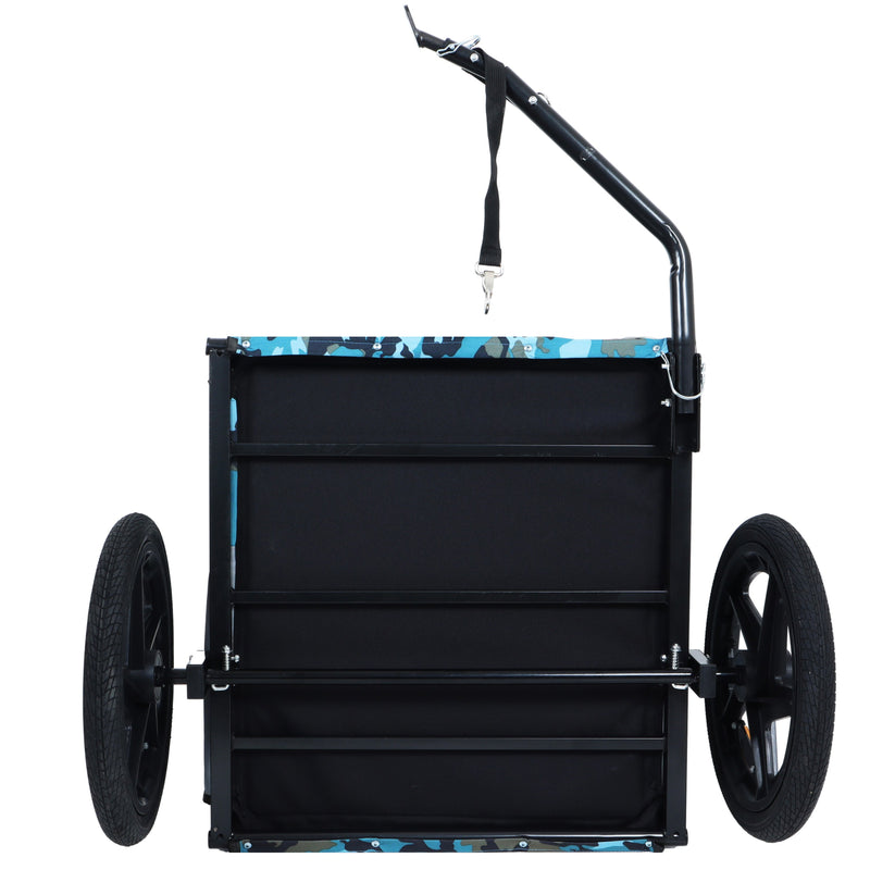 Outdoor Heavy Duty Collapsible Pet Bike Trailer with 16-Inch All-Terrain Wheels & Universal Hitch – Foldable Dog/Cargo Carrier Cart for Bicycles, blue+black