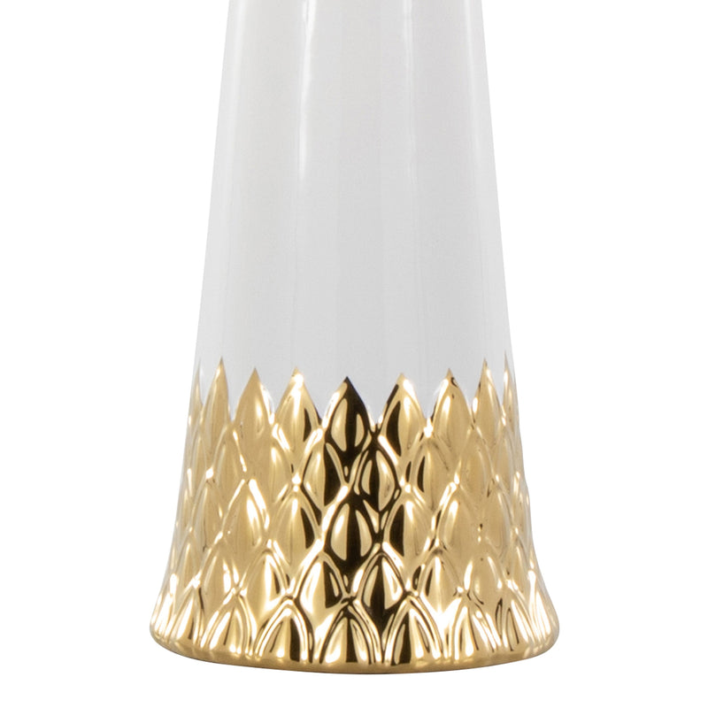 Penelope 22' Contemporary Ceramic Table Lamp with White & Gold Ceramic Body and White Shade