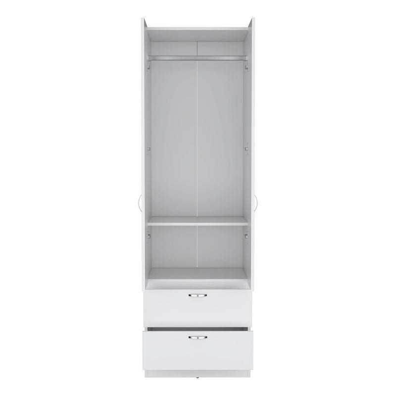 Armoire Organiser, Two Shelves, Rod, Double Door Cabinet Armoire