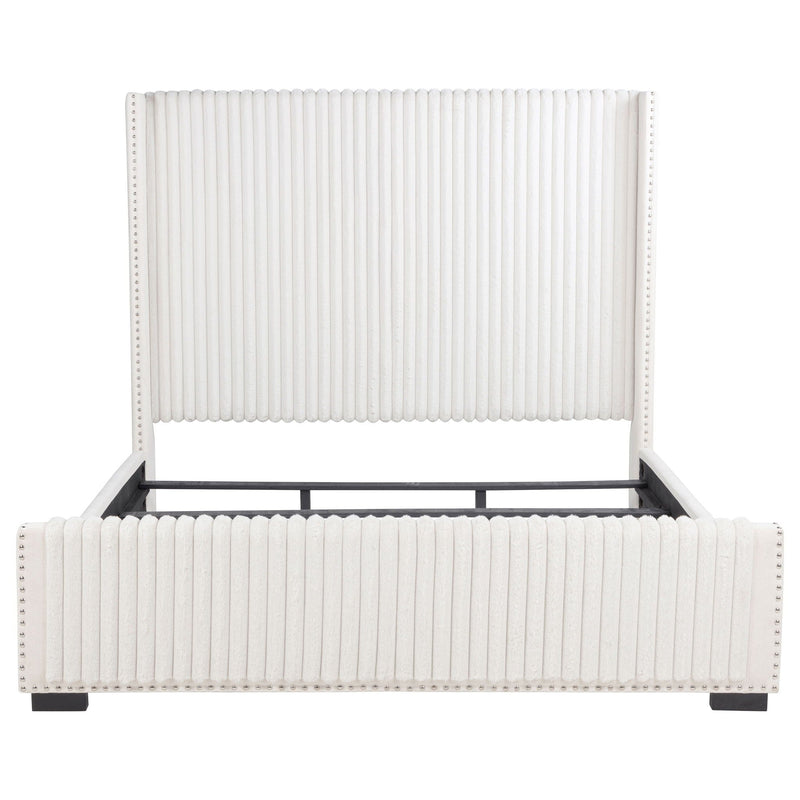 Natasha 65-inch Upholstered Eastern King Wingback Bed Cream