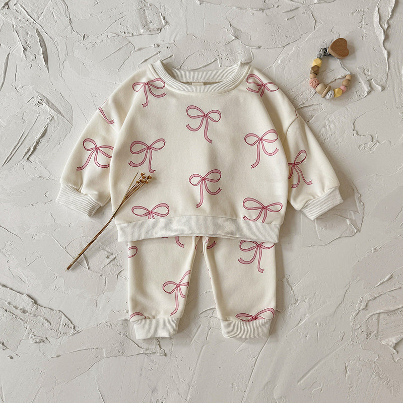 Infant And Toddler Bow-Knot Printed Two-Piece Set