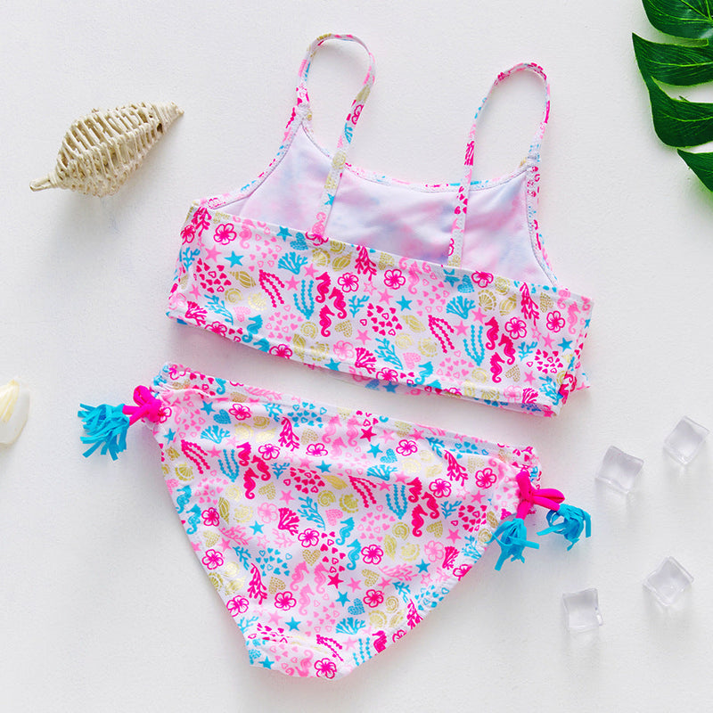 Gold-foil Nylon Two-piece Swimwear For Older Children