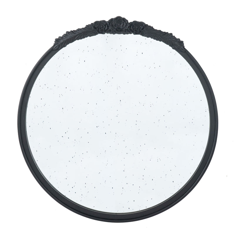 Round Hand Carved Rose Antique Mirror Frame, Wall Mirror For Live Space