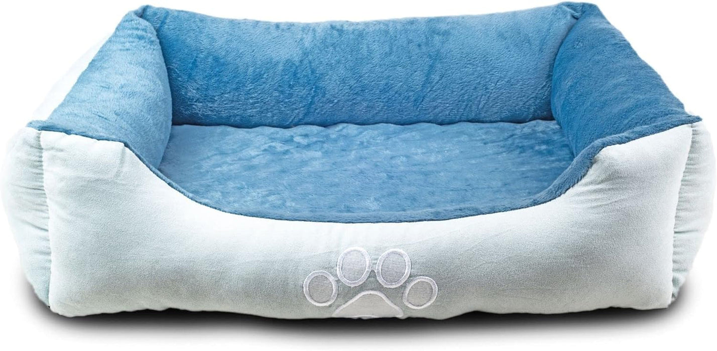 Upgrade your furry friend's comfort with our Medium Orthopedic Rectangle Bolster Pet Bed in Blue! 🐾💙 Perfect for restful naps and support!