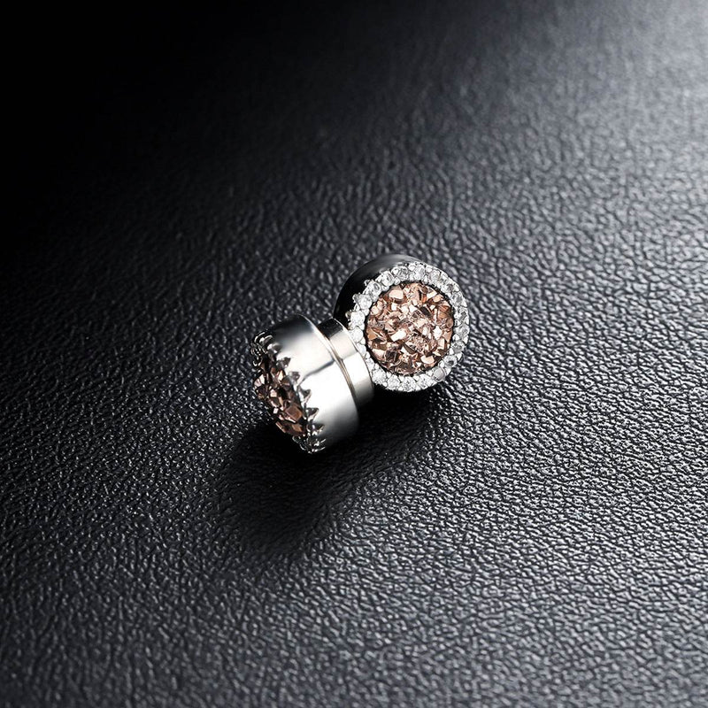 Multicolor Crystal Cluster Magnetic Round Halo Stud Earrings for Men Women, 6mm Round Crystal Inlaid Magnetic Earrings Non-Piercing Clip On Stud Earring