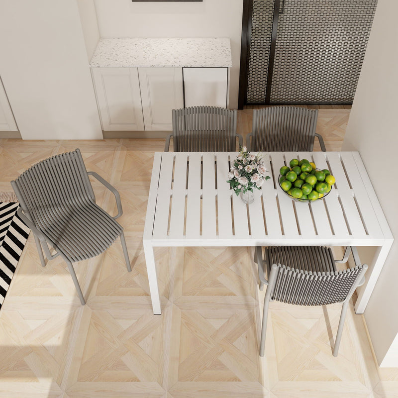 4 Modern Stackable Armchair Matched With Long Table
