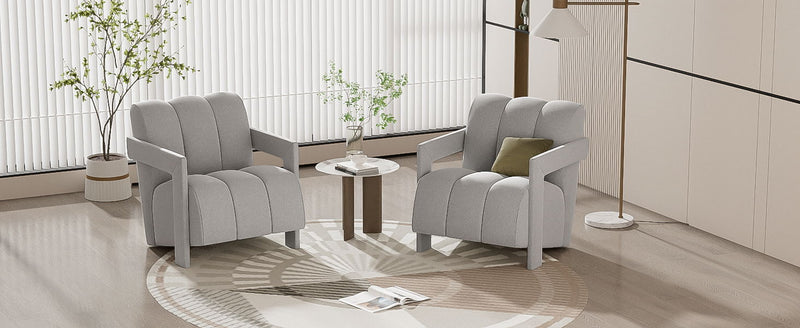 Modern Minimalist Leisure Armchair With L Shaped Armrests