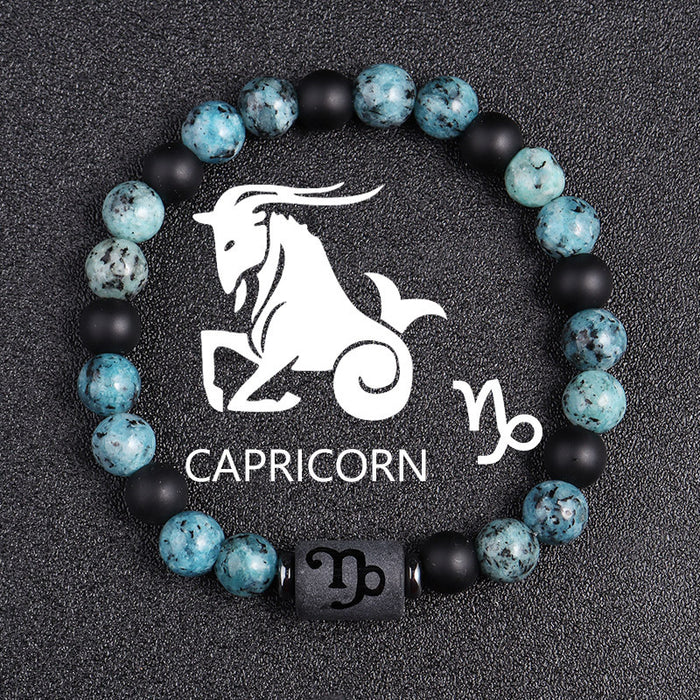Twelve Constellations Bracelets 8mm Obsidian String Beads Natural Stone
