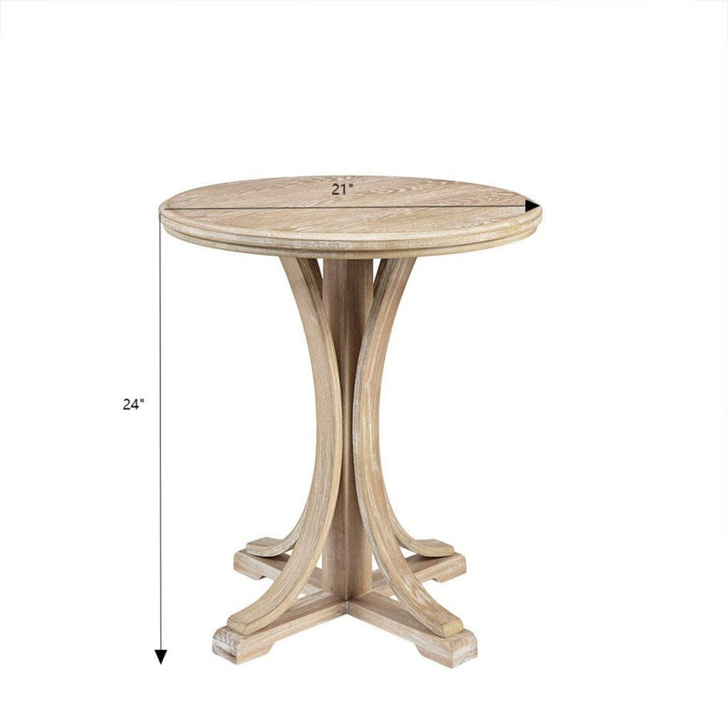 Accent Table Round Rustic Ash Veneer Reclaimed Wheat - Natural