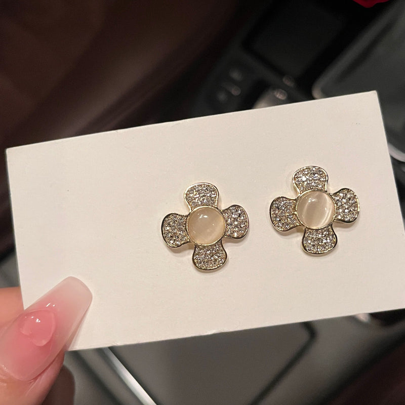 Rhinestone Floral Stud Earrings