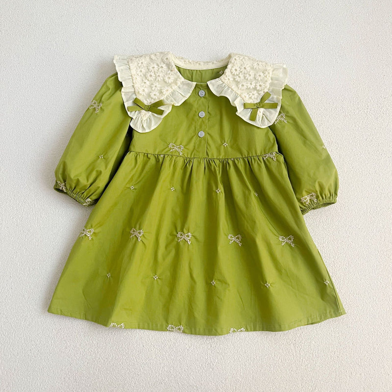 Autumn Clothes Baby's Gown Doll Collar Lace Embroidery