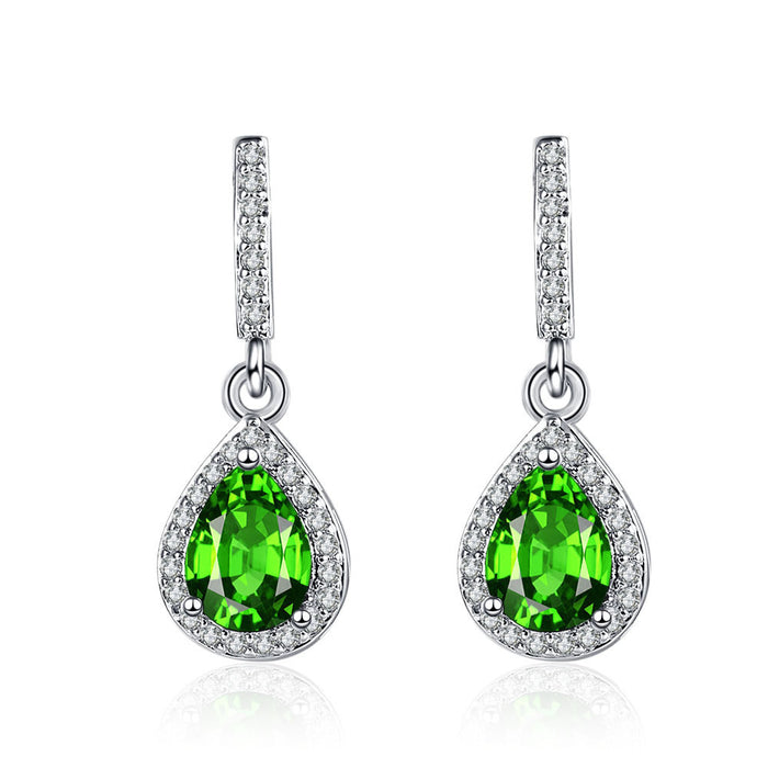 Fashion Drop Shape Ear Studs Micro Inlaid Zircon Earrings