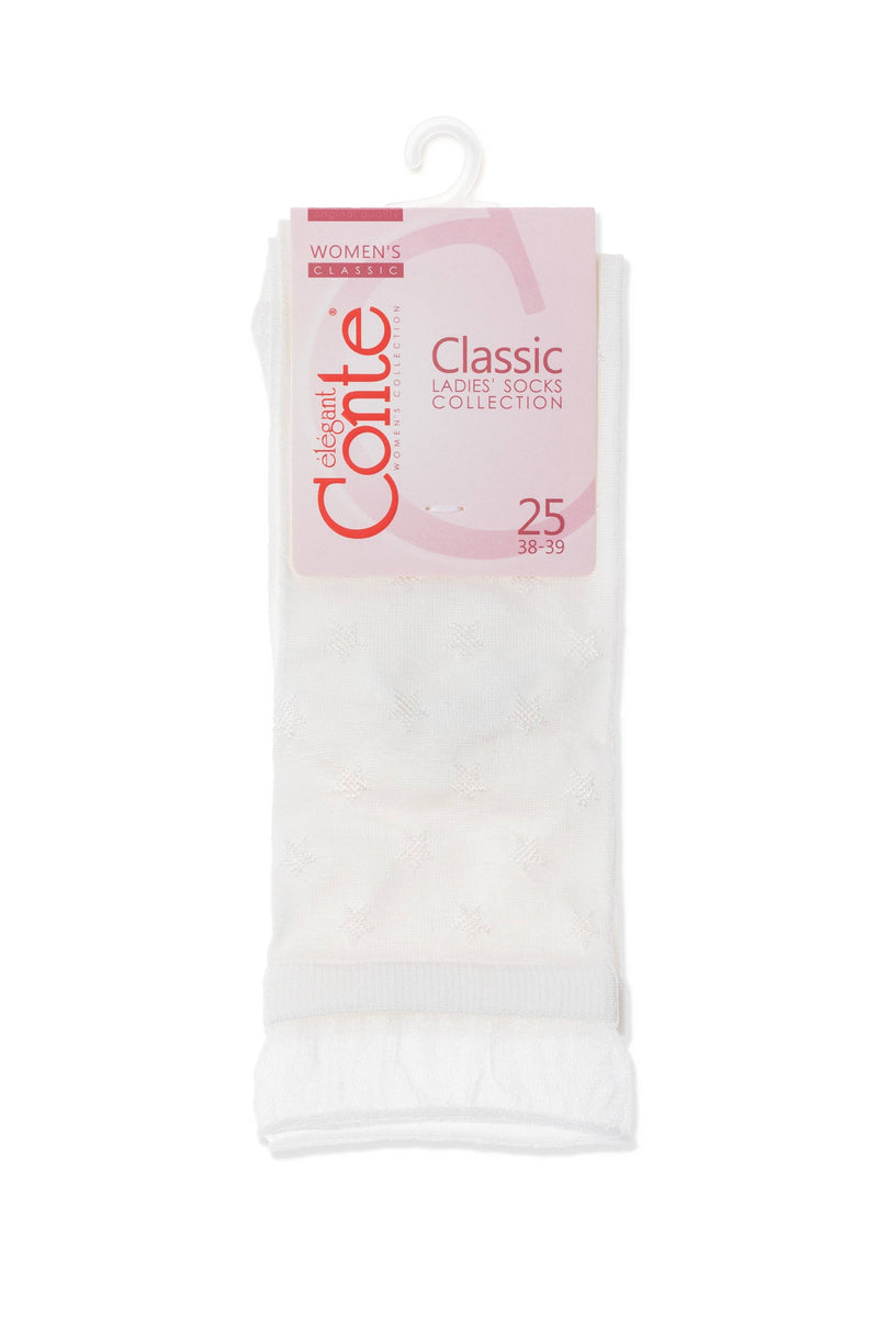 Conte Socks Classic - 491 Glossy Pattern and Decorative Transparent Mesh