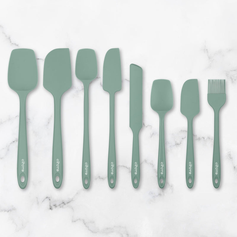 Elihome 8 Piece Silicone Spatula Set - Teal Grey