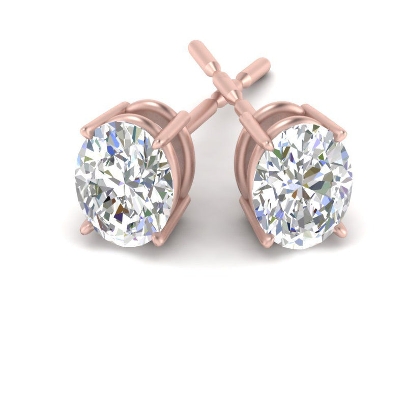Classic Four Prong Oval Diamond Solitaire Stud Earrings (1.00 Ct - 10.00 Ct)