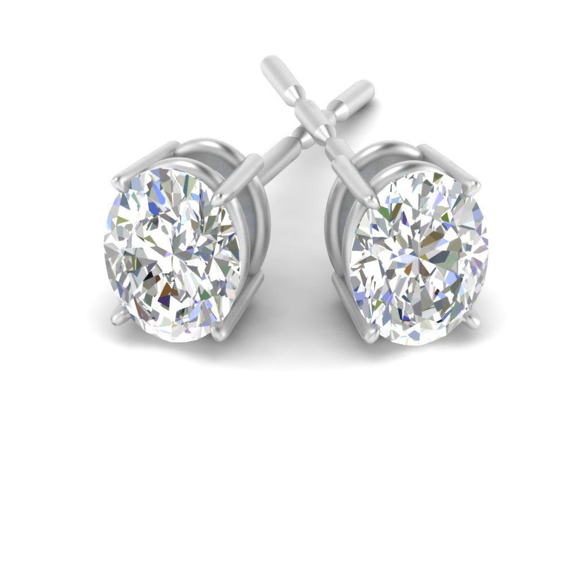 Classic Four Prong Oval Diamond Solitaire Stud Earrings (1.00 Ct - 10.00 Ct)