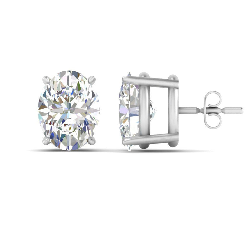 Classic Four Prong Oval Diamond Solitaire Stud Earrings (1.00 Ct - 10.00 Ct)
