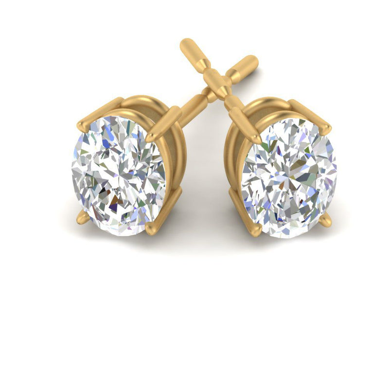 Classic Four Prong Oval Diamond Solitaire Stud Earrings (1.00 Ct - 10.00 Ct)