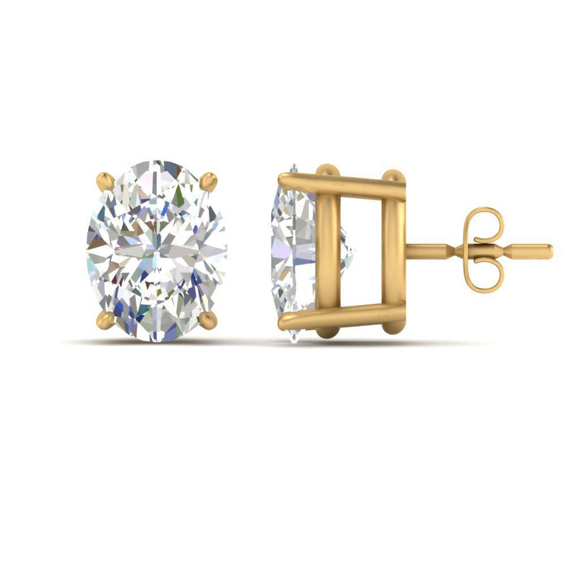 Classic Four Prong Oval Diamond Solitaire Stud Earrings (1.00 Ct - 10.00 Ct)