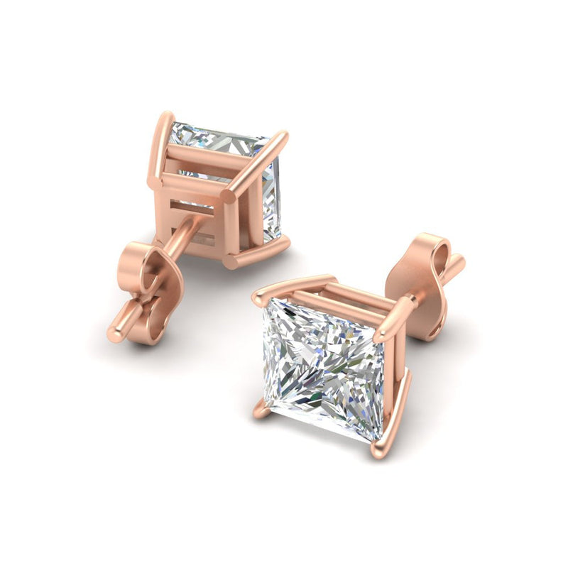Princess-Cut Diamond Solitaire Stud Earrings (1 - 10ct | GIA & IGI Certified)