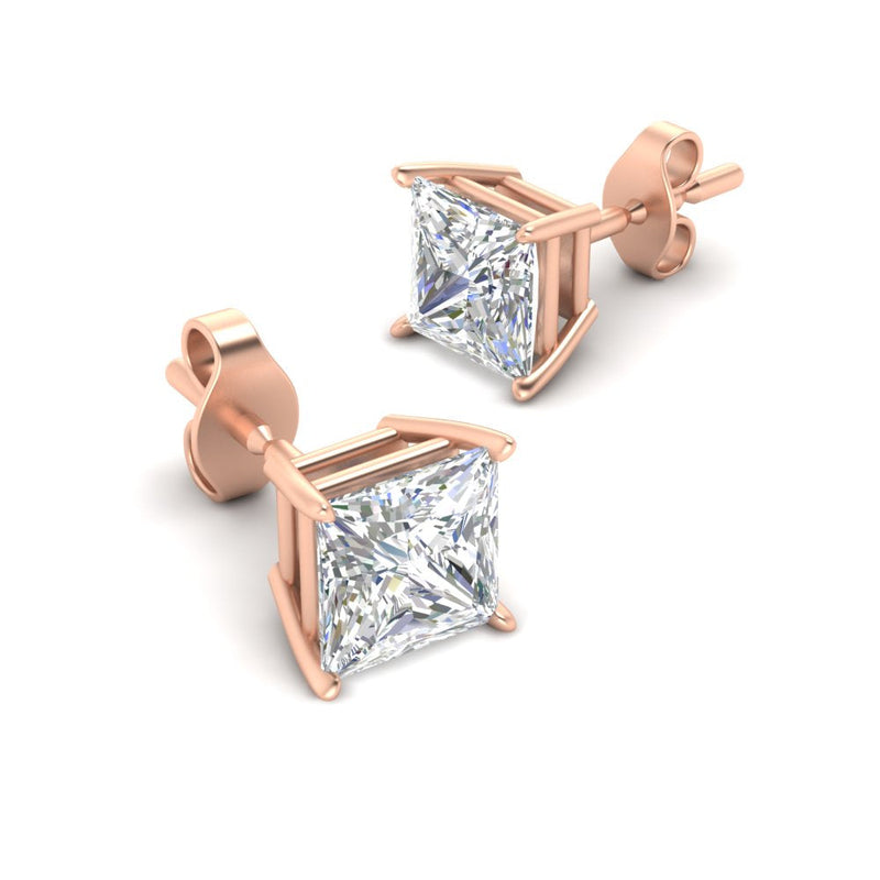 Princess-Cut Diamond Solitaire Stud Earrings (1 - 10ct | GIA & IGI Certified)