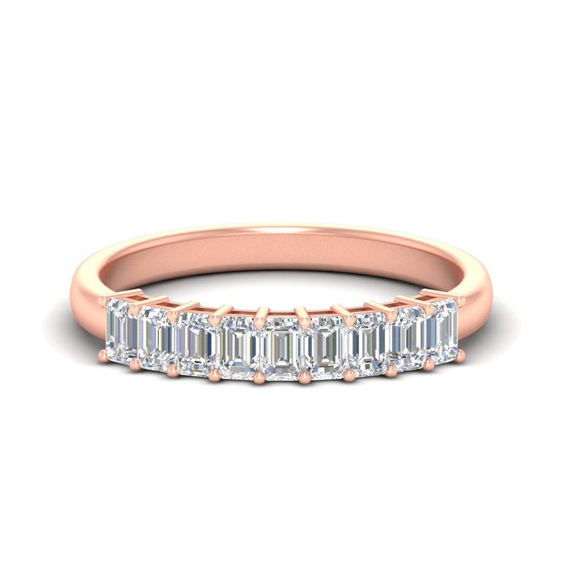 1 Carat Nine Stone Emerald Cut Wedding Band