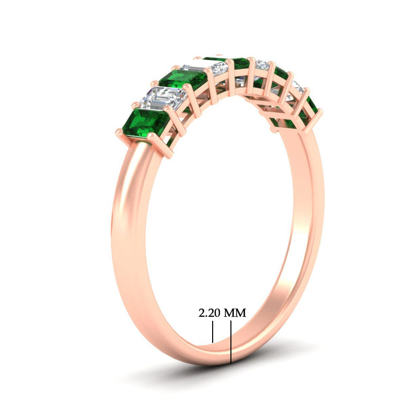 1 Carat Nine Stone Emerald Cut Wedding Band