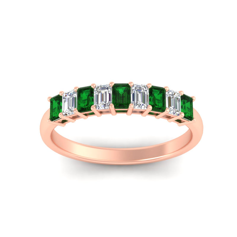 1 Carat Nine Stone Emerald Cut Wedding Band