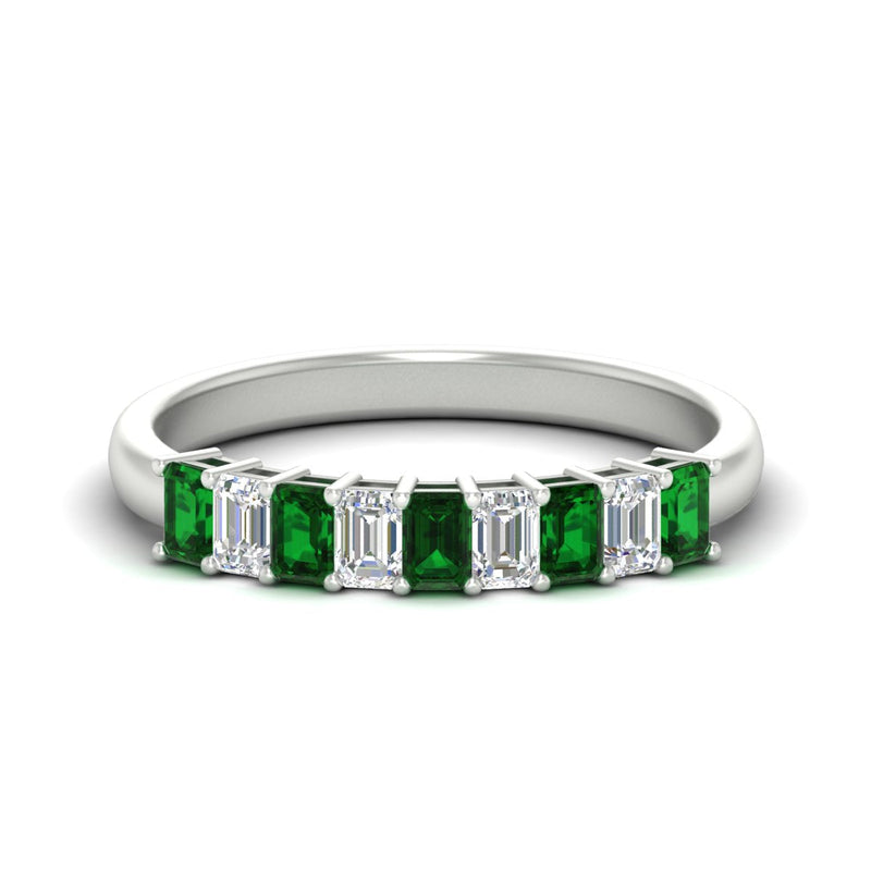 1 Carat Nine Stone Emerald Cut Wedding Band