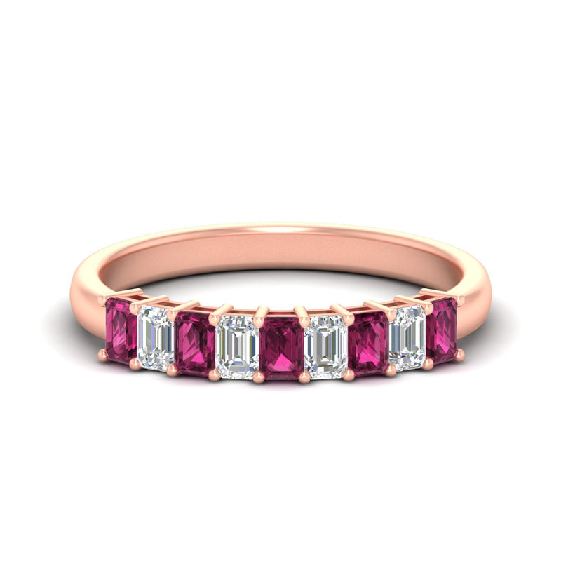 1 Carat Nine Stone Emerald Cut Wedding Band