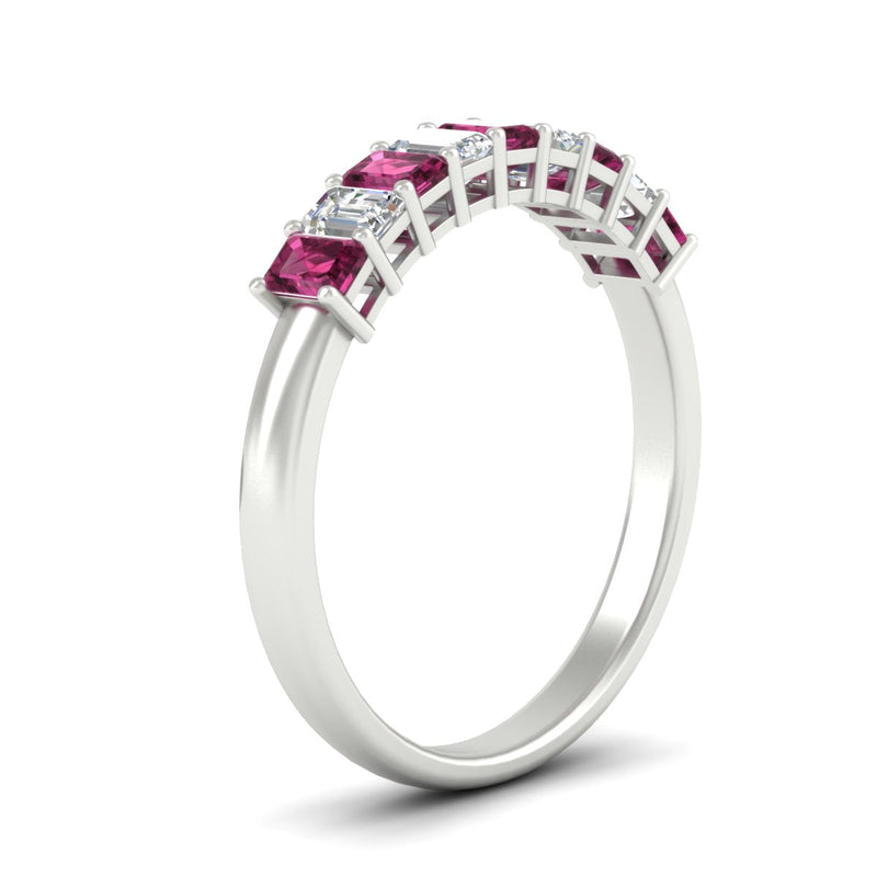 1 Carat Nine Stone Emerald Cut Wedding Band