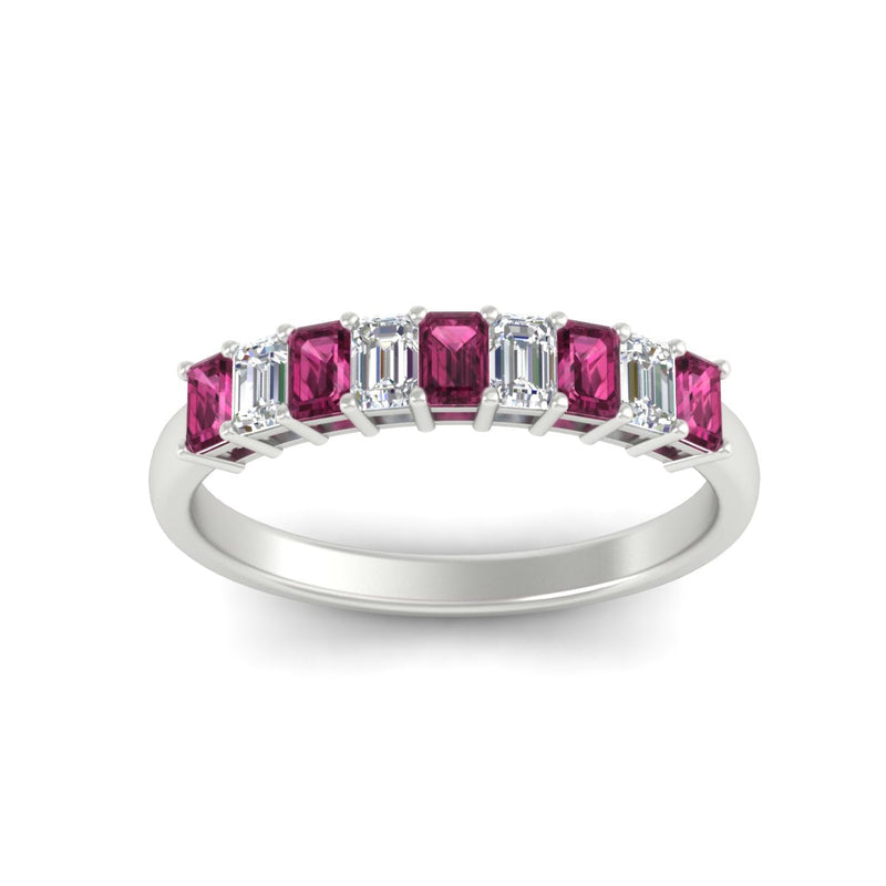 1 Carat Nine Stone Emerald Cut Wedding Band