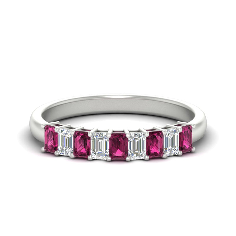 1 Carat Nine Stone Emerald Cut Wedding Band