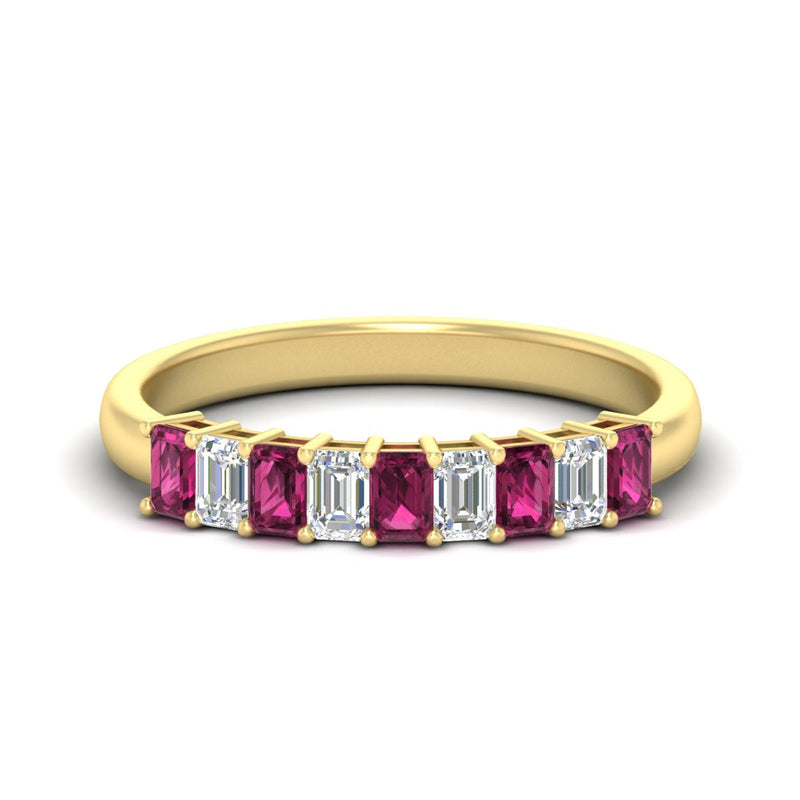 1 Carat Nine Stone Emerald Cut Wedding Band