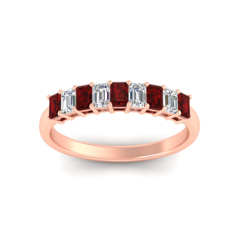1 Carat Nine Stone Emerald Cut Wedding Band