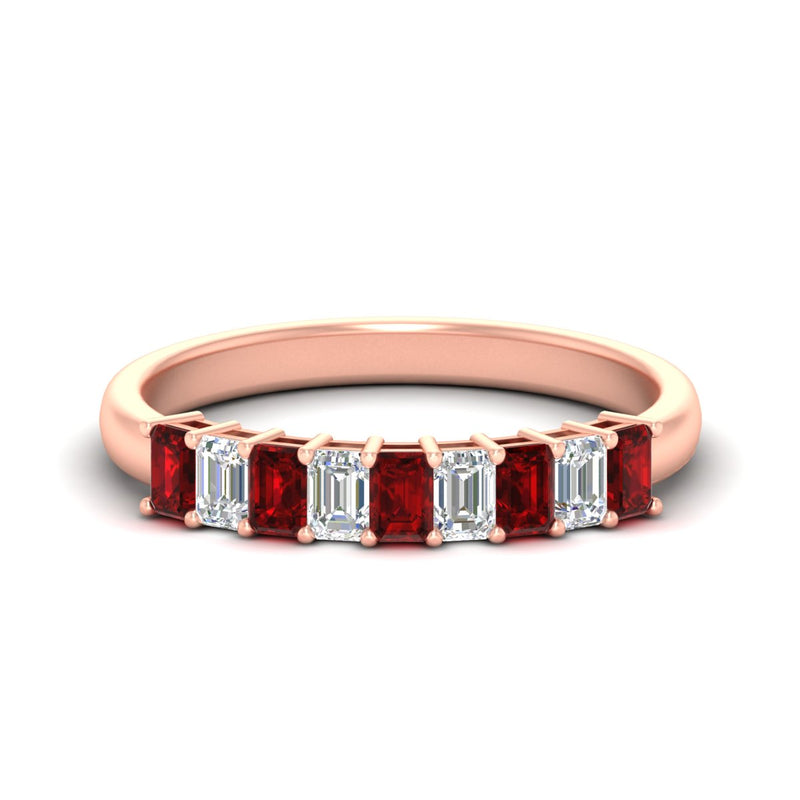 1 Carat Nine Stone Emerald Cut Wedding Band