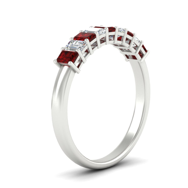 1 Carat Nine Stone Emerald Cut Wedding Band