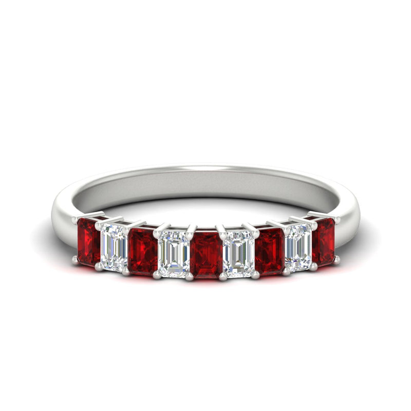 1 Carat Nine Stone Emerald Cut Wedding Band