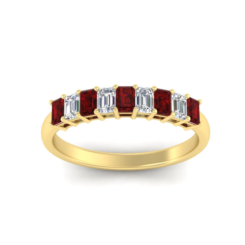 1 Carat Nine Stone Emerald Cut Wedding Band