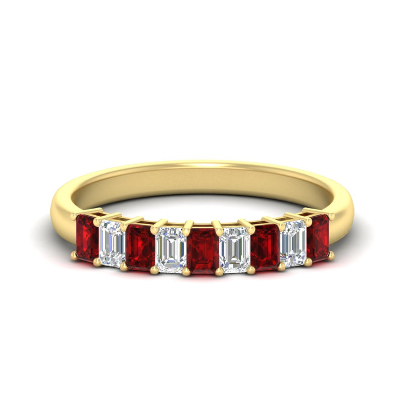 1 Carat Nine Stone Emerald Cut Wedding Band